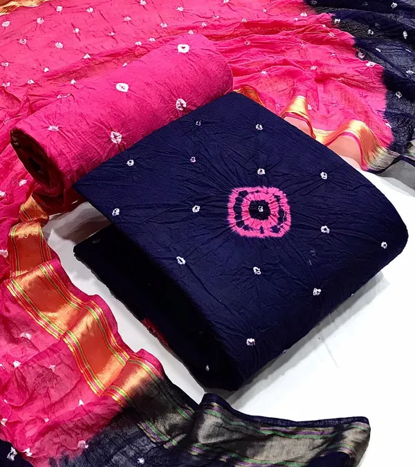 Blue_&_Pink_Pure_Cotton_Hand_Bandhej_Bandhani_Unstitched_Suit_Dress_Material_With_2_Meter_Dupatta_For_Women