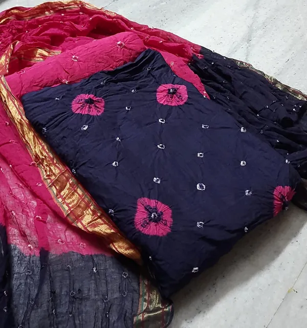 Blue_&_Pink_Pure_Cotton_Hand_Bandhej_Bandhani_Unstitched_Suit_Dress_Material_With_2_Meter_Dupatta_For_Women