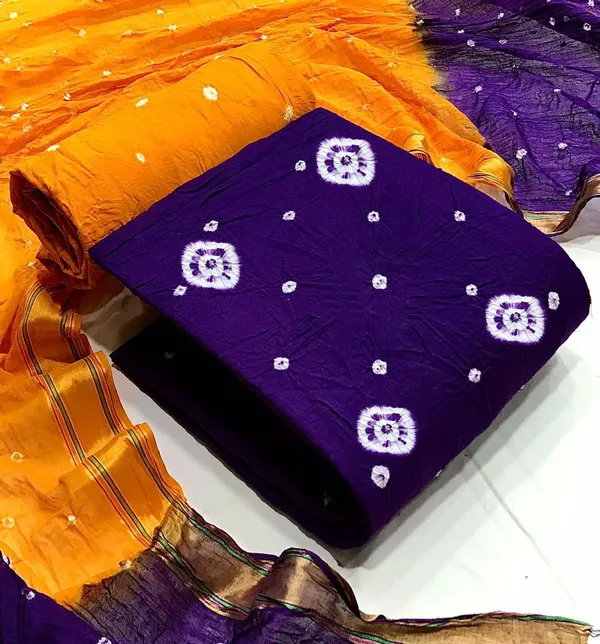 Purple_&_Lemon_Pure_Cotton_Hand_Bandhej_Bandhani_Unstitched_Suit_Dress_Material_With_2_Meter_Dupatta_For_Women