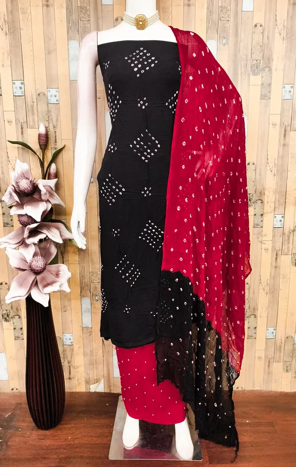 Black_&_Red_Pure_Rayon_Hand_Bandhej_Bandhani_Unstitched_Suit_Dress_Material_With_2_Meter_Dupatta_For_Women