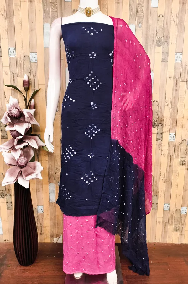 Blue_&_Pink_Pure_Rayon_Hand_Bandhej_Bandhani_Unstitched_Suit_Dress_Material_With_2_Meter_Dupatta_For_Women