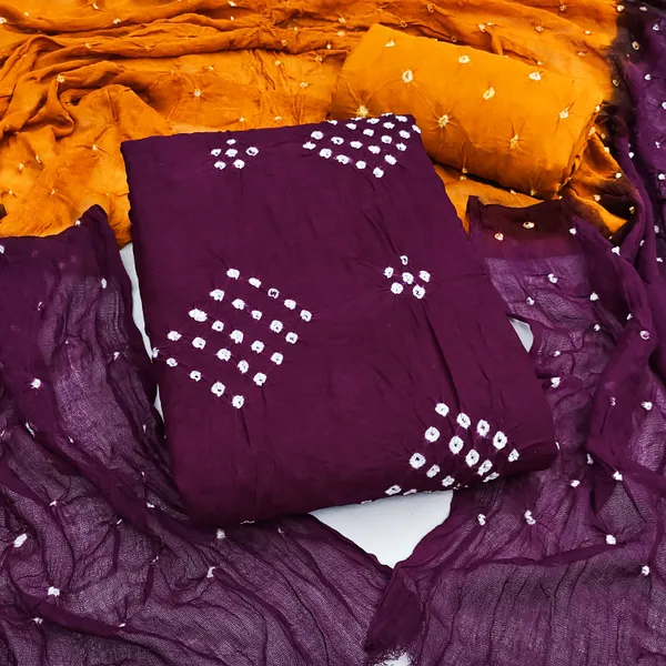 Wine_&_Yellow_Pure_Rayon_Hand_Bandhej_Bandhani_Unstitched_Suit_Dress_Material_With_2_Meter_Dupatta_For_Women