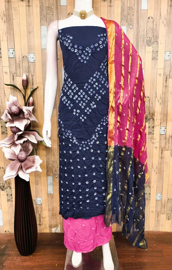 Blue_&_Pink_Pure_Cotton_Hand_Bandhej_Bandhani_Unstitched_Suit_Dress_Material_With_2_Meter_Dupatta_For_Women
