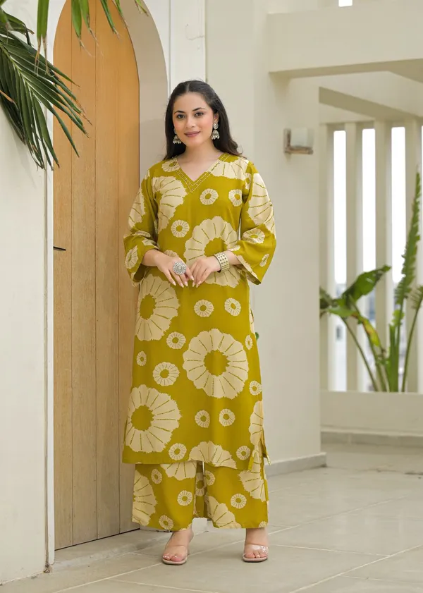 Mustard_Yellow_Floral_Printed_Cotton_Kurta_Pant