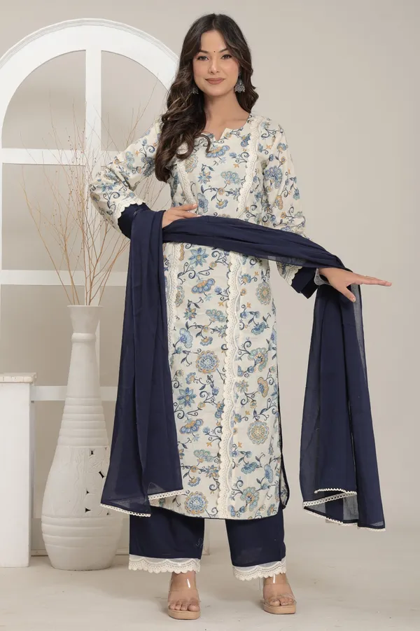 Off_White_Floral_Printed_Soft_Cotton_Kurta_Set_With_Dupatta