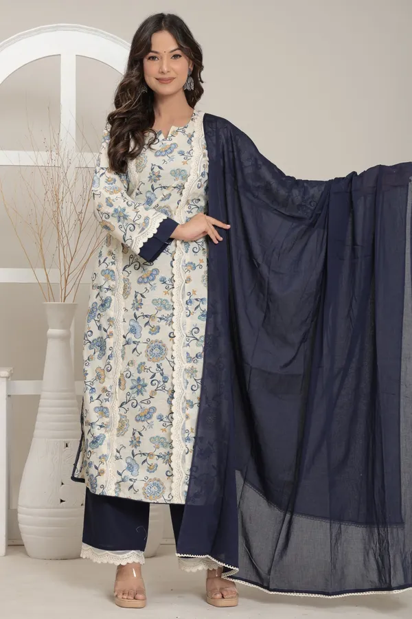Off_White_Floral_Printed_Soft_Cotton_Kurta_Set_With_Dupatta