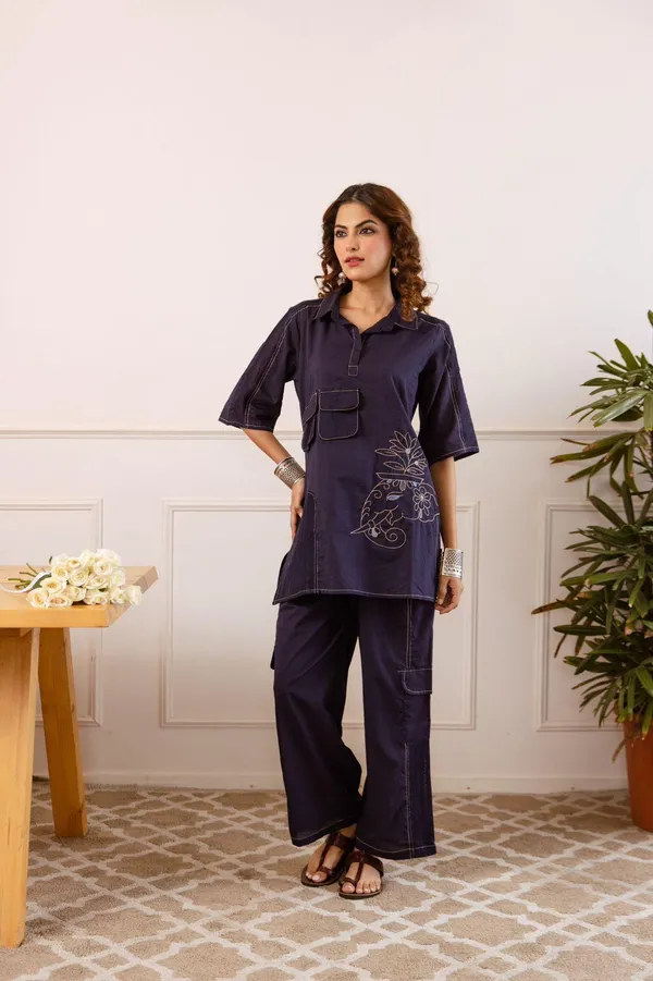 Navy_Blue_Cotton_Cargo_Style_Embroidered_Coord_Set
