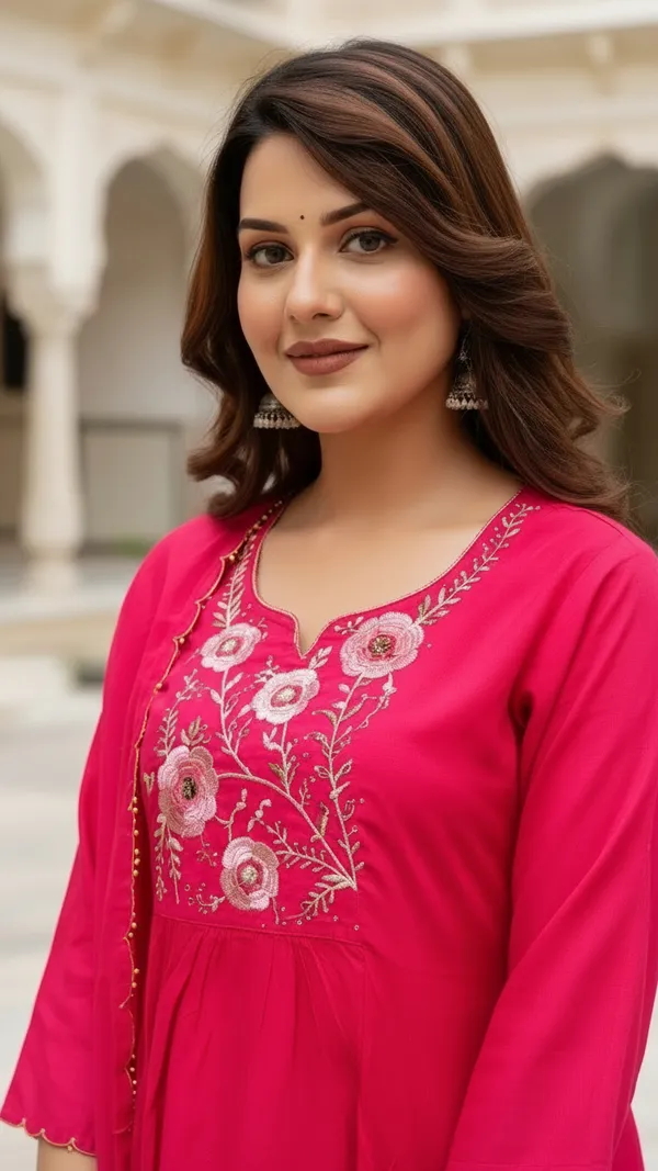 Rani_Pink_Mul_Chanderi_Floral_Embroidered_Suit_Set