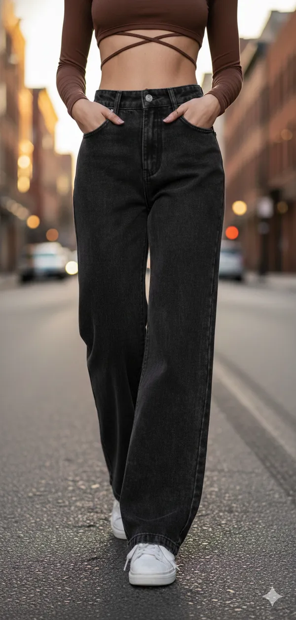 Grey_And_Black_Straight_Fit_Denim_Jeans_For_Girls