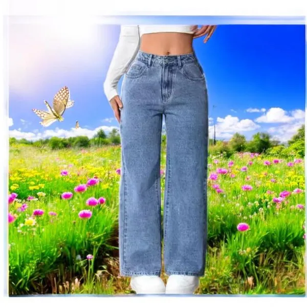 Blue_Straight_Fit_Sikky_Denim_Jeans_For_Girls