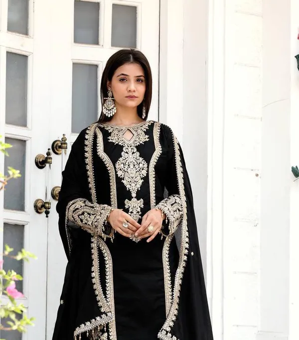 Black_Party_Wear_Look_Chinon_Silk_Heavy__Embroidery_Sequence_Work_With_Corading_Dori_Work_With_Fancy_Sleeves_For_Women