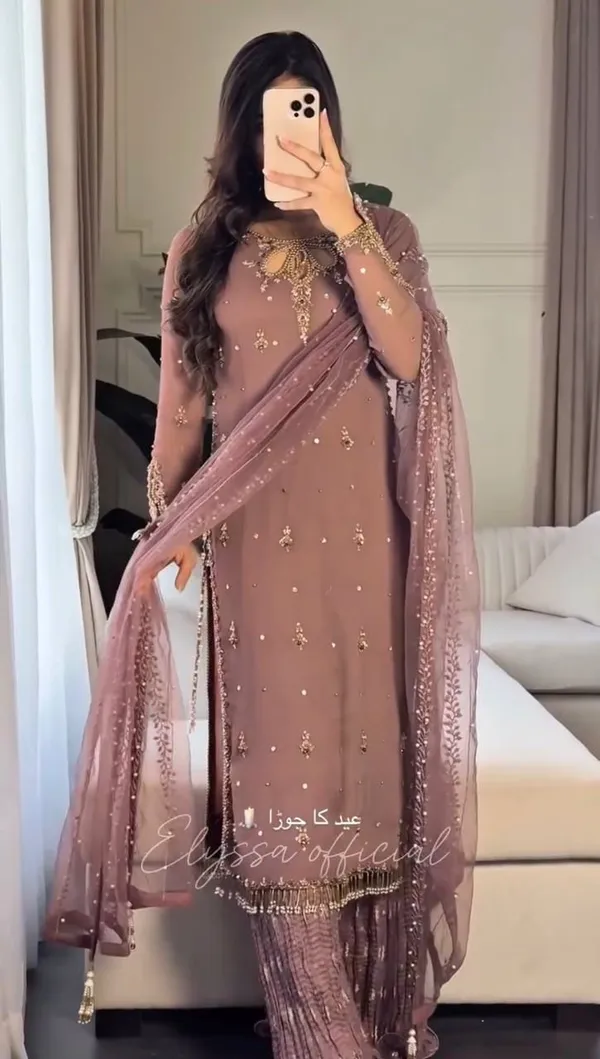 Brown_Heavy_Faux_Georgette_With_Heavy_Embroidered_Sequence_Work_With_Beads_Work_With_Full_Sleeve_For_Woman