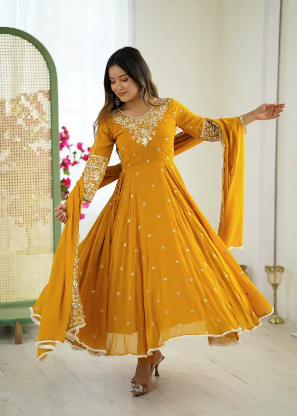 Elegant_Musterd_Blomming_Faux_Embroidered_Anarkali_Gown_For_Women
