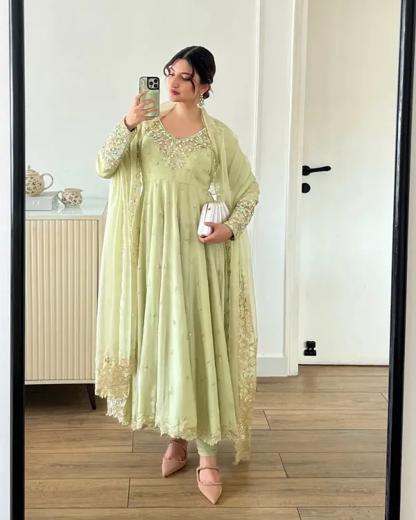 Light_Green_Heavy_Georgette_With_Full_Heavy_Embroidered_Rembo_Sequence_Work_With_Moti_Work_With_Sleeve_For_Women
