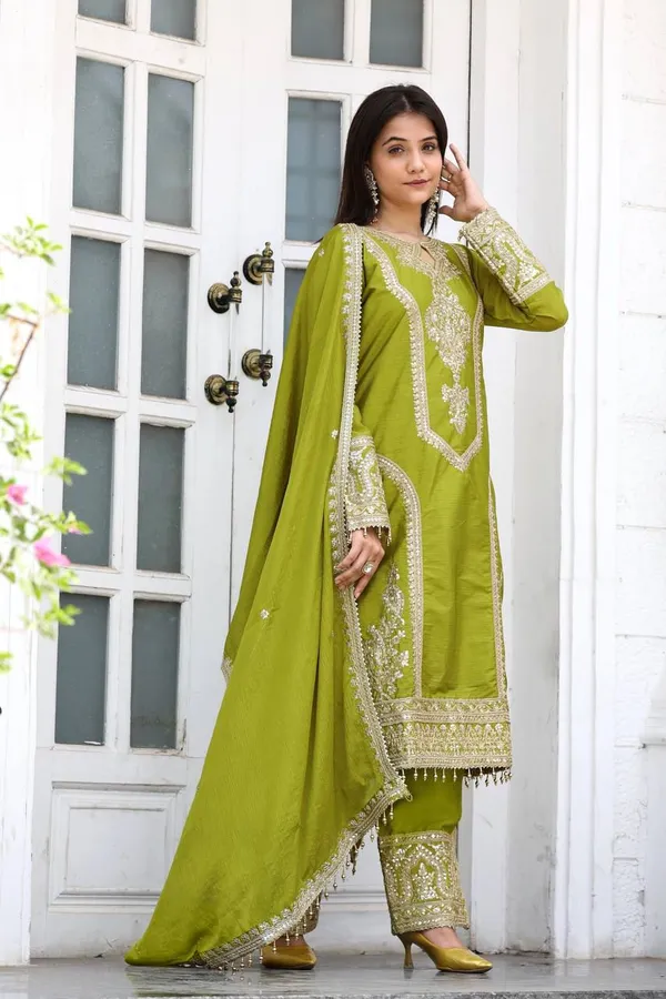 Olive_Party_Wear_Look_Chinon_Silk_Heavy__Embroidery_Sequence_Work_With_Corading_Dori_Work_With_Fancy_Sleeves_For_Women