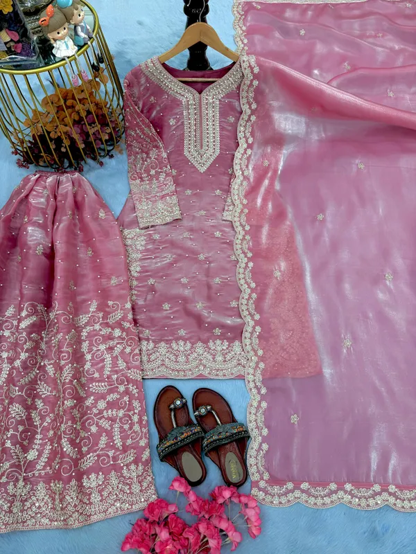 Part_Wear_Pink_Jimmy_Cho_Corading_Embroidery_With_Sequence_And_Moti_Hand_Work_With_Sleeves__For_Women