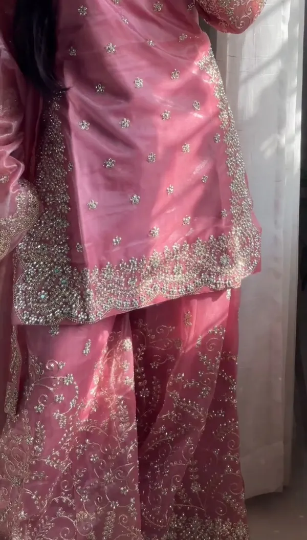 Part_Wear_Pink_Jimmy_Cho_Corading_Embroidery_With_Sequence_And_Moti_Hand_Work_With_Sleeves__For_Women