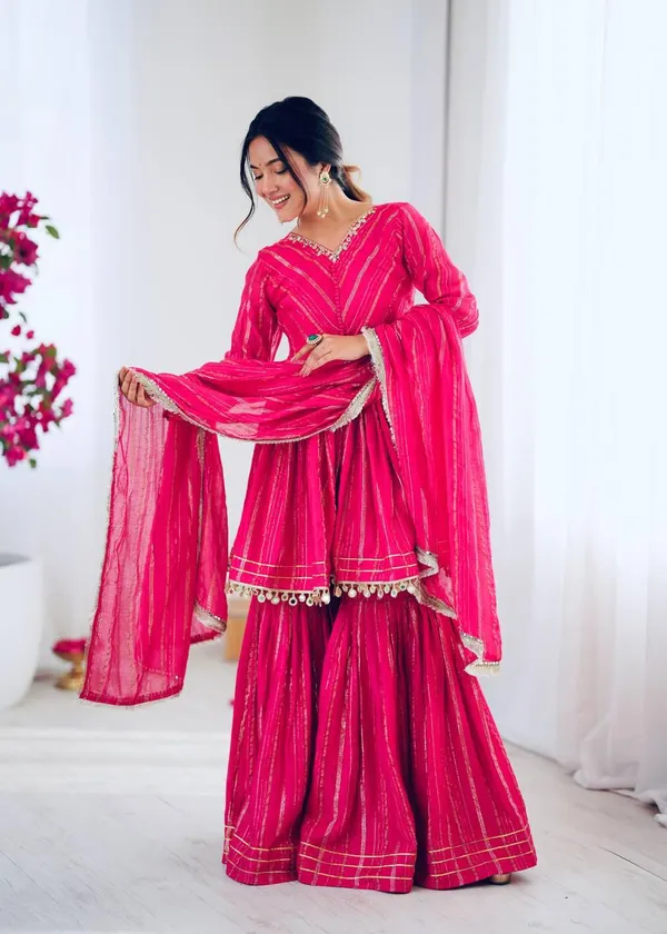 Perfect_For_Party_And_Wedding_Wear_Rani_Pink_Mal_Chanderi_Fabric_With_Real_Mirror_And_Hand_Work_With_Sleeve_For_Women