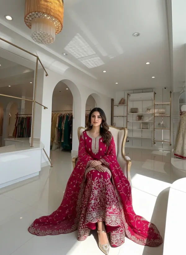 Premium_Rani_Pink_Jimmy_Cho_Sequence_With_Jari_And_Dori_Embroidery_With_Rivet_Moti_Work_Plazzoo_Set_For_Women