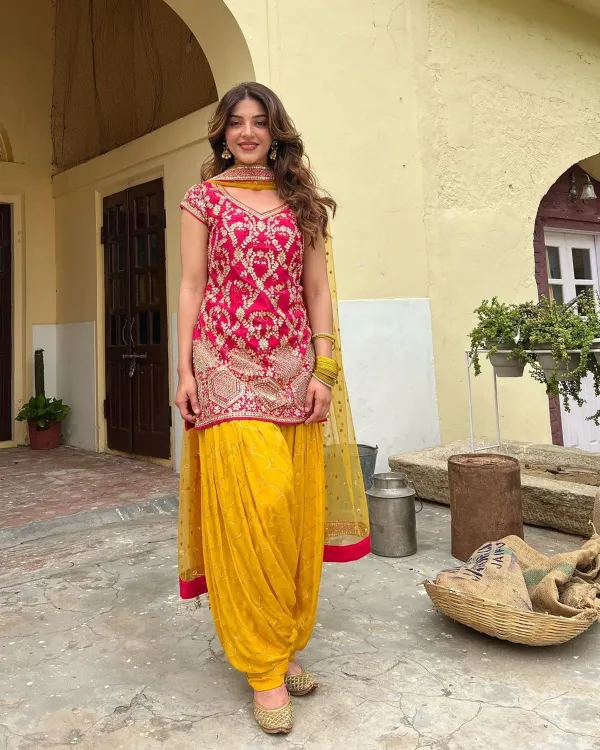 Punjabi_Style_Pure_Vichitra_Silk_With_Heavy_Embroidery_Sequence_Work_Patiyala_Suit