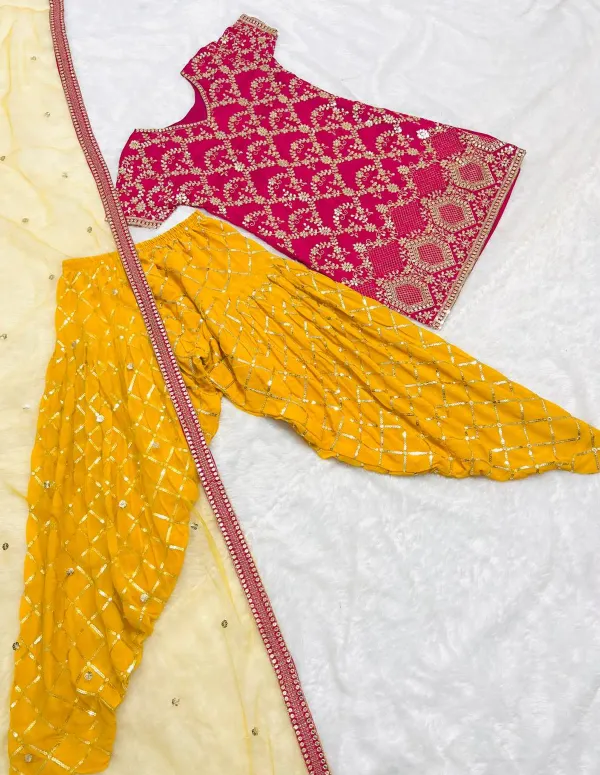 Punjabi_Style_Pure_Vichitra_Silk_With_Heavy_Embroidery_Sequence_Work_Patiyala_Suit