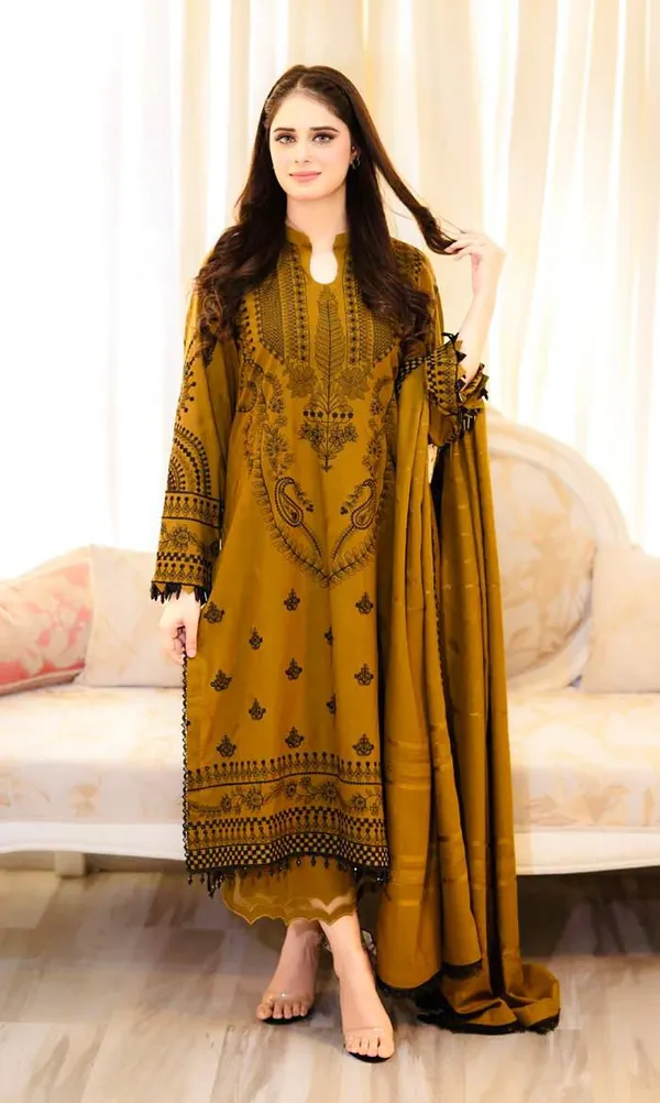 Coffee_Faux_Georgette_Kurta_Set_For_Women