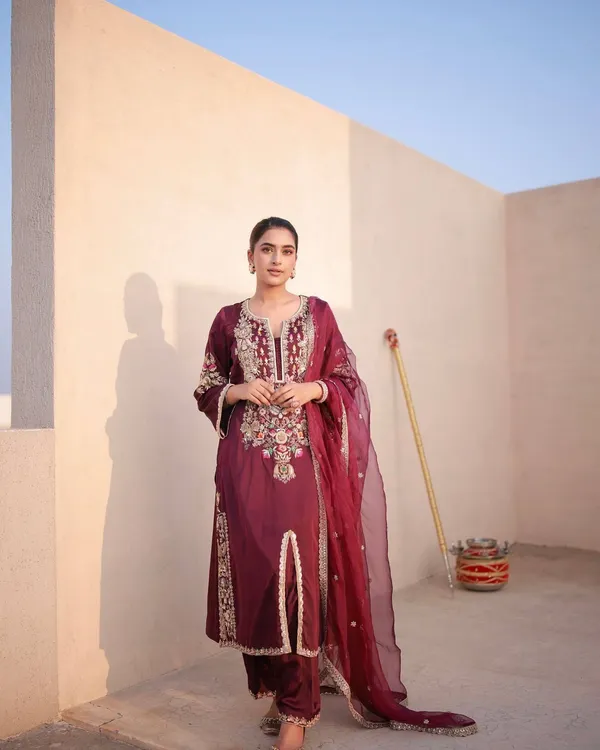 Red_Satin_Silk_Kurta_Set_For_Women