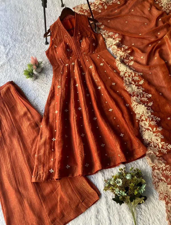 Exclusive_3_Piece_Kurti_,_Flared_Plazzo_With_Dupatta_In_Embroidery_Work