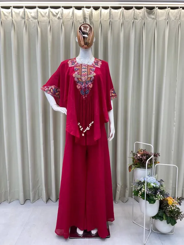 Red_Cotton_Kurta_Set_For_Women