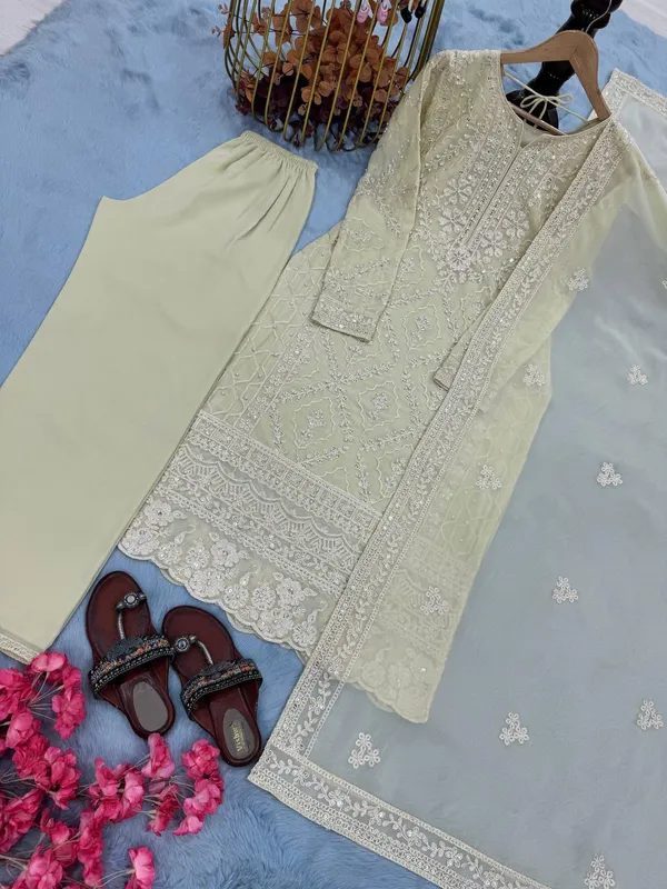 Beige_Faux_Georgette_Kurta_Set_For_Women