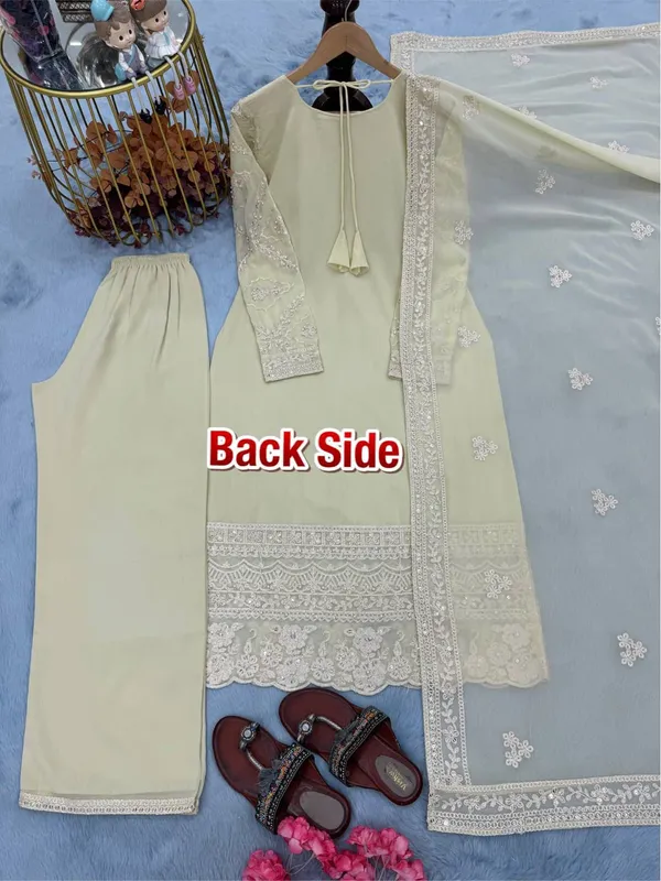 Beige_Faux_Georgette_Kurta_Set_For_Women