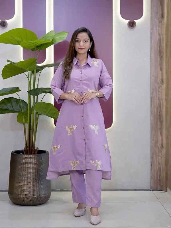 Womens_Embroidered_Co-Ord_Kurta_&_Pant_Set_(Lavender)