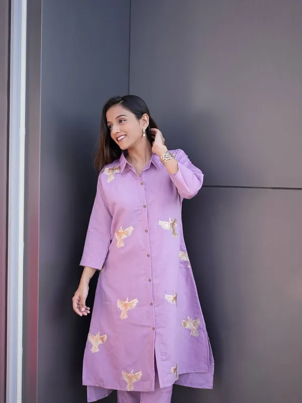 Womens_Embroidered_Co-Ord_Kurta_&_Pant_Set_(Lavender)