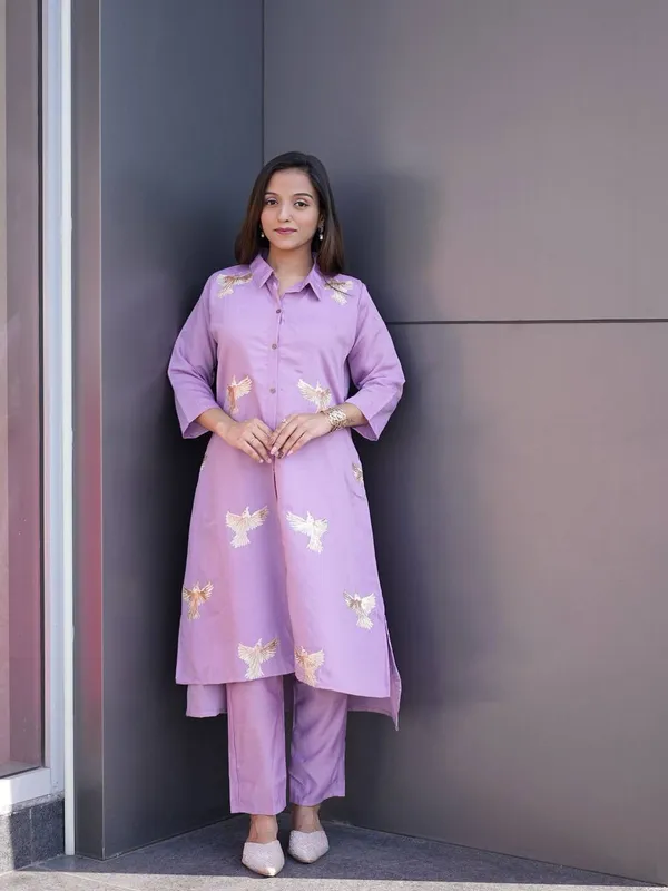 Womens_Embroidered_Co-Ord_Kurta_&_Pant_Set_(Lavender)