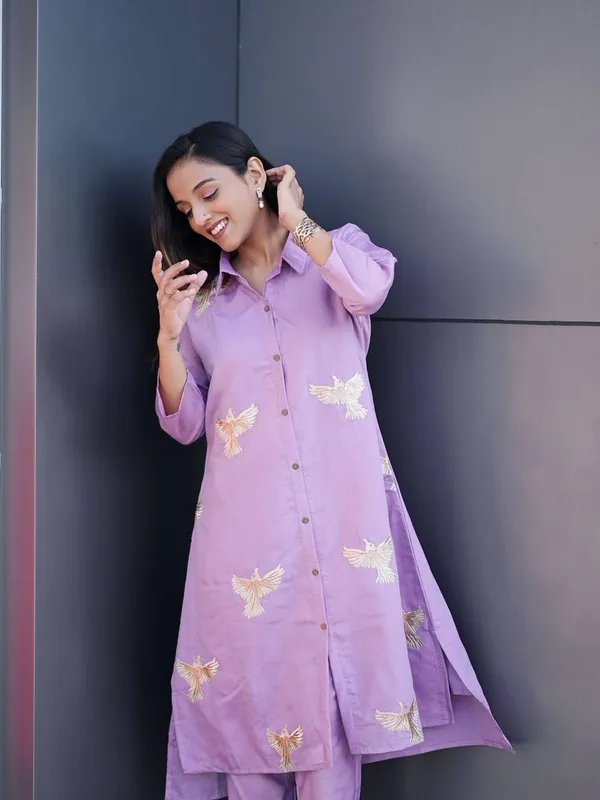Womens_Embroidered_Co-Ord_Kurta_&_Pant_Set_(Lavender)