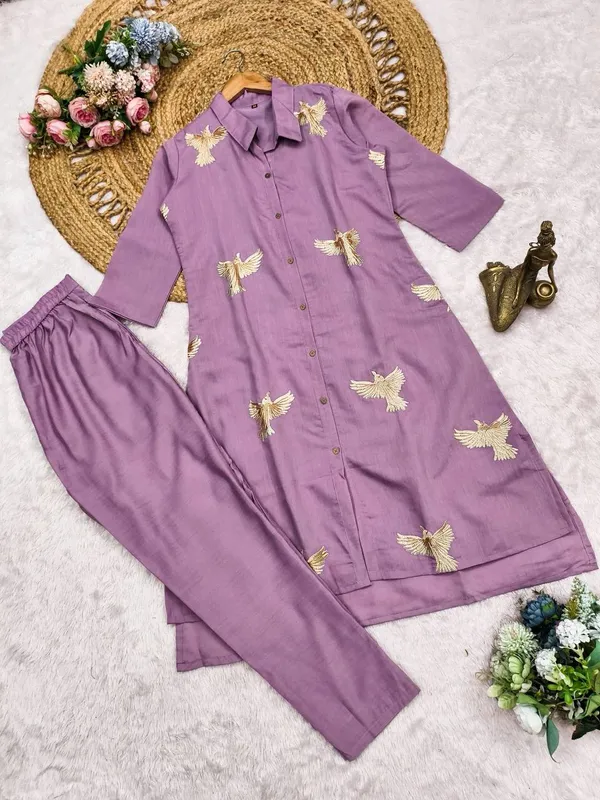 Womens_Embroidered_Co-Ord_Kurta_&_Pant_Set_(Lavender)