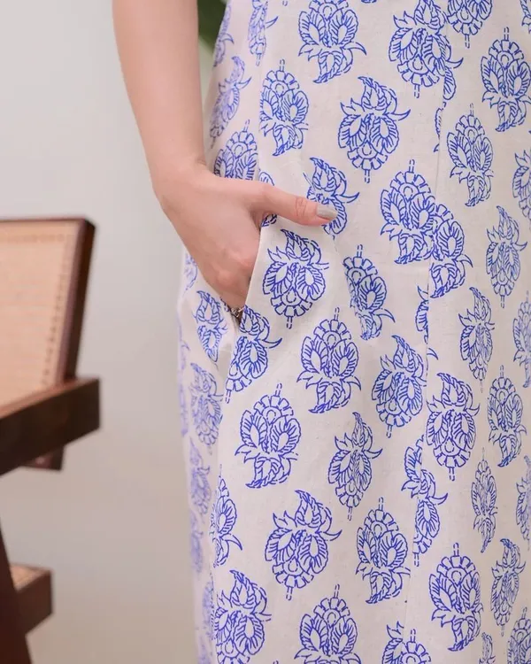White_&_Blue_Cotton_Silk_Printed_Kurti_Palazzo_Set_For_Women