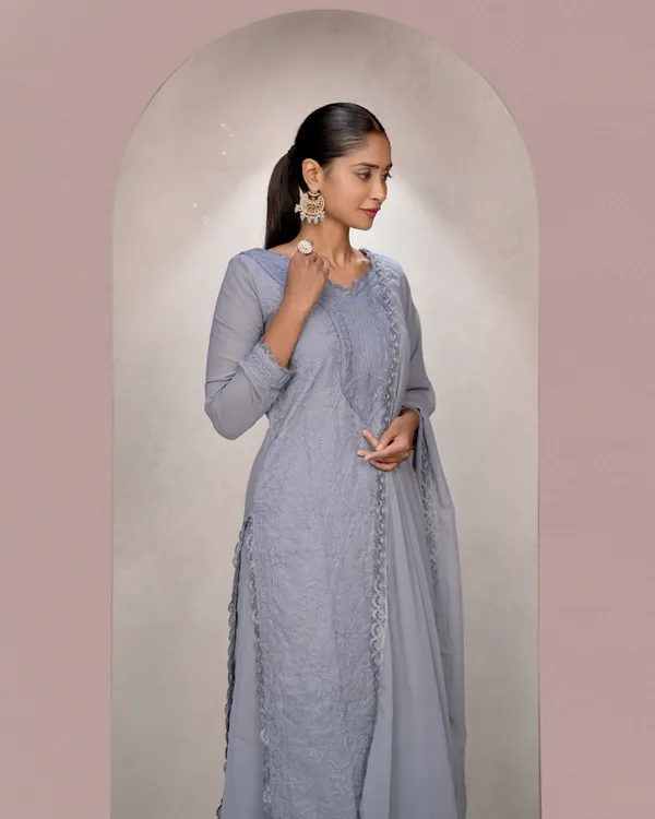 Grey_Georgette_Chikankari_Embroidery_Kurta_Palazzo_Set_For_Women