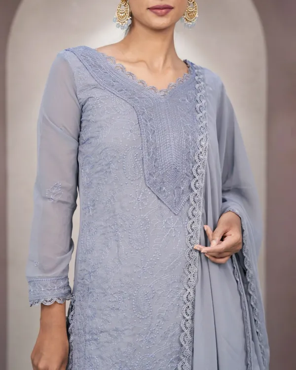 Grey_Georgette_Chikankari_Embroidery_Kurta_Palazzo_Set_For_Women