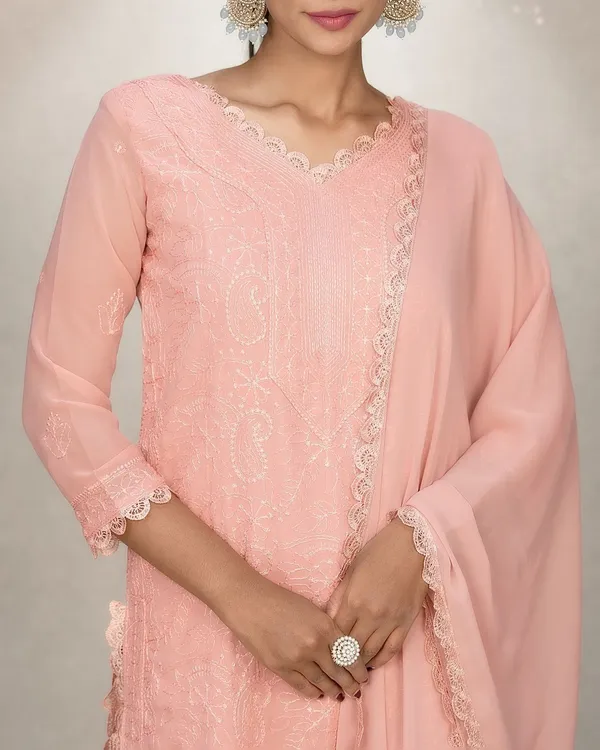 Pink_Georgette_Chikankari_Embroidery_Kurta_Palazzo_Set_For_Women