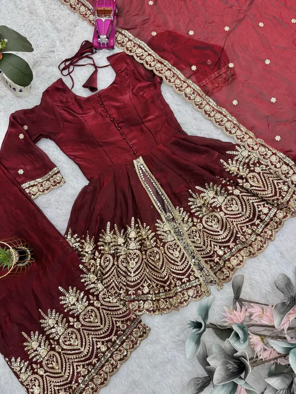 Maroon_Embroidered_Peplum_Palazzo_Suit_Set_with_Dupatta_|_Wedding_&_Party_Wear