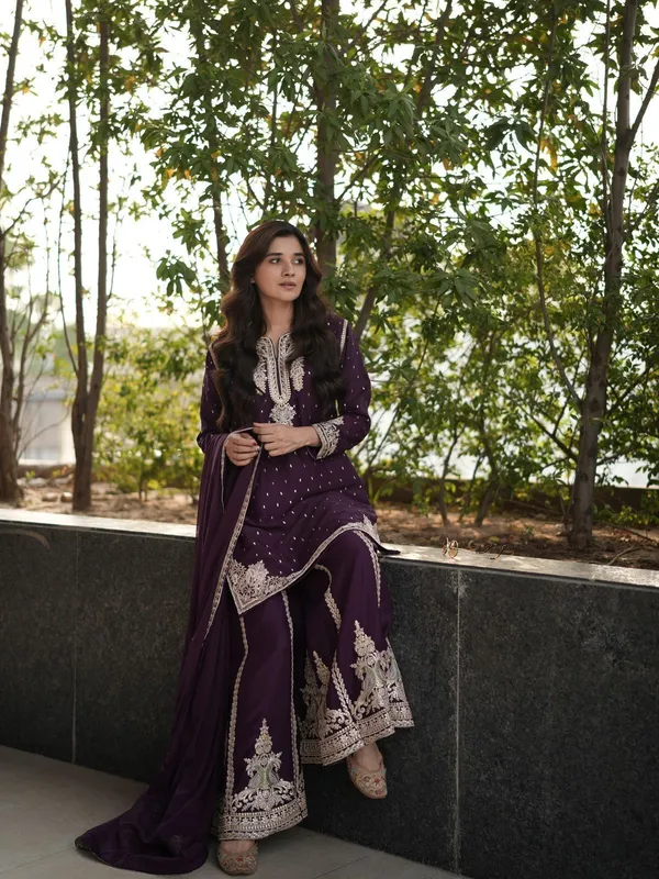 Royal_Wine_Purple_Embroidered_Kurta_Sharara_Set_with_Dupatta_for_Women_|_Wedding_&_Festive_Wear