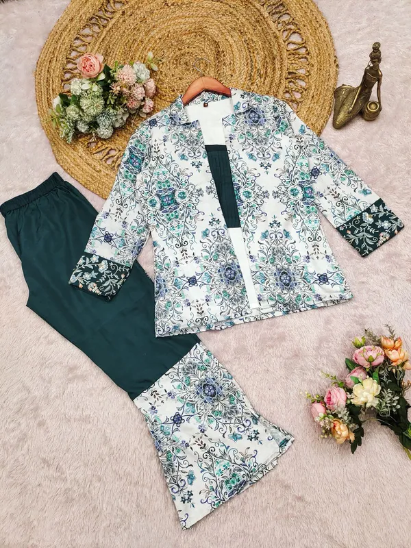 Teal_Printed_Jacket_Co-Ord_Set_|_Indo-Western_Casual_&_Office_Wear
