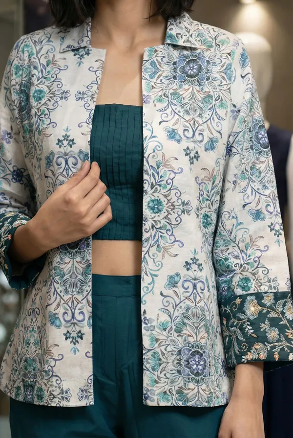 Teal_Printed_Jacket_Co-Ord_Set_|_Indo-Western_Casual_&_Office_Wear