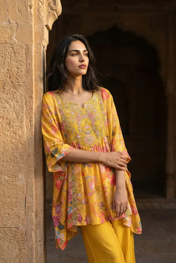 Yellow_Floral_Co-Ord_Set_with_Palazzo_|_Summer_Casual_&_Vacation_Wear