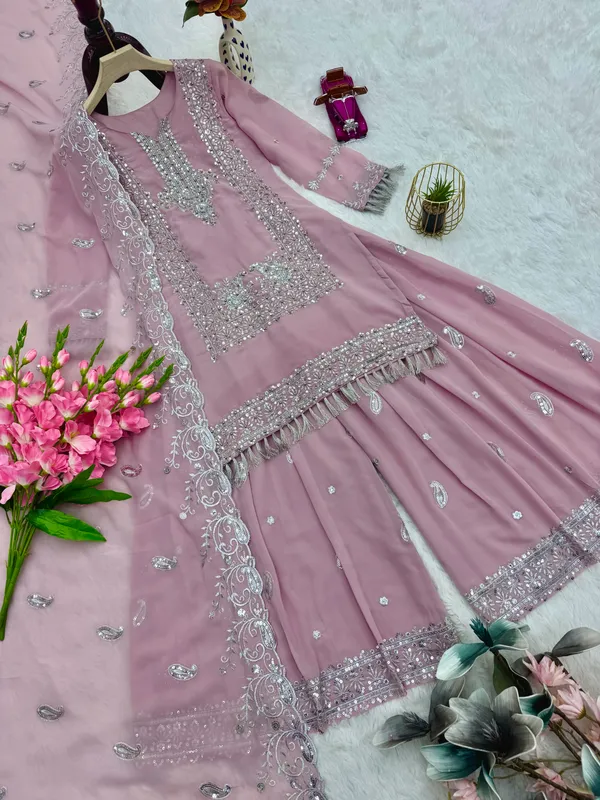 Pastel_Pink_Embroidered_Georgette_Kurta,_Palazzo_&_Dupatta_Set_For_Women
