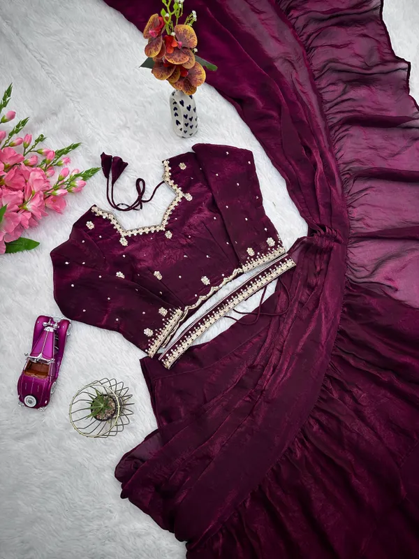 Plum_Purple_Partywear_Embellished_Draped_Saree_For_Women