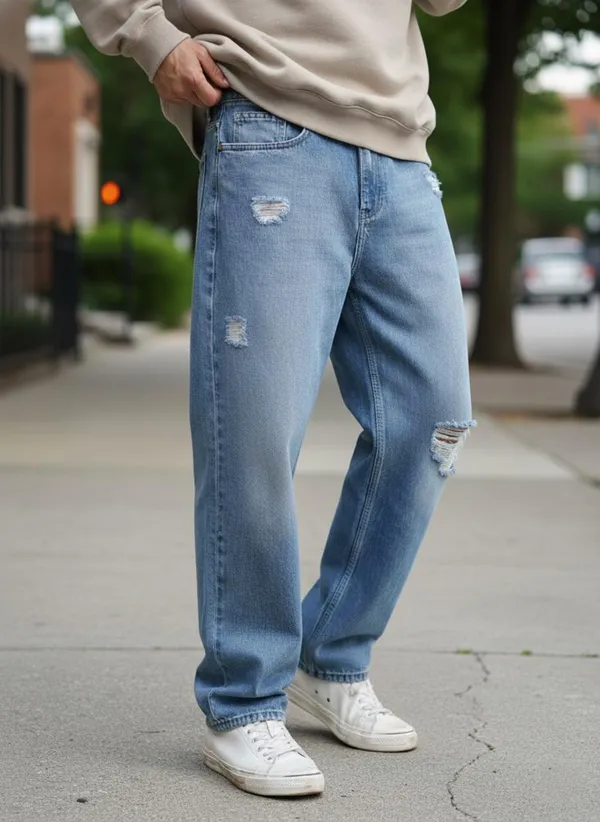 Light_Blue_Relaxed_Fit_Distressed_Jeans_For_Men
