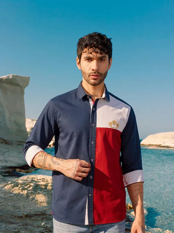 Blue__Cotton_Printed_Shirt_For_Men