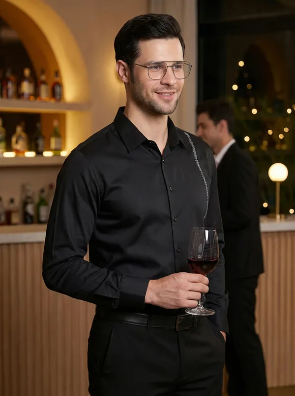 Black_Cotton_Blend_Full_Sleeve_Shirt_For_Men